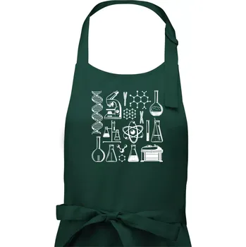 Kuchyňská zástěra Laboratoř - ikony - Pánská zástěra na vaření - Univerzální velikost ( Lahvově zelená )