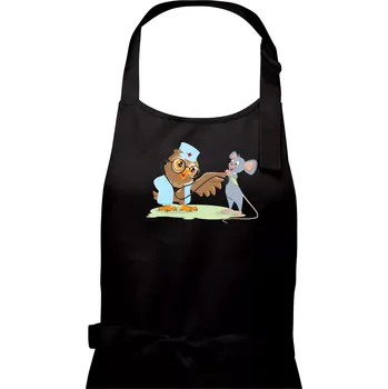 Kuchyňská zástěra Sova veterinář - Pánská zástěra na vaření - Univerzální velikost ( Černá )