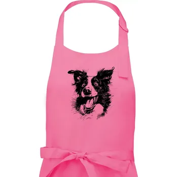 Kuchyňská zástěra Černobílá karikatura Border kolie - Pánská zástěra na vaření - Univerzální velikost ( Růžová )
