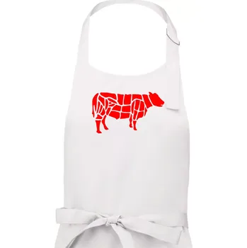 Kuchyňská zástěra Grilování - Grill Chef - Kráva - Pánská zástěra na vaření - Univerzální velikost ( Bílá )