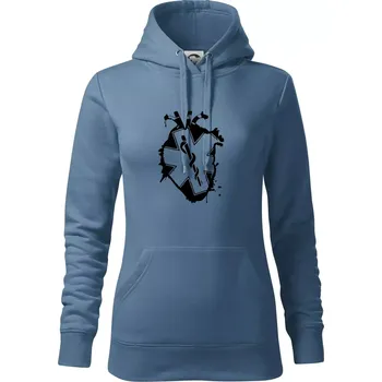 Dámská mikina Zdravotnické srdce - Mikina dámská Cape s kapucí - XS ( Denim )