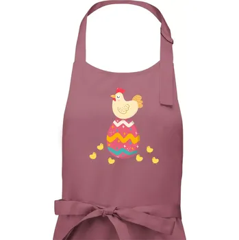 Kuchyňská zástěra Slepice sedící na velikonočním vejci - Pánská zástěra na vaření - Univerzální velikost ( Starorůžová )