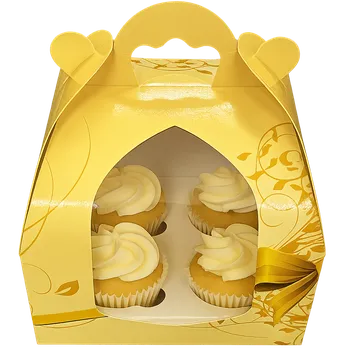 Krabička na výslužku Odnosová krabička s průhledným okénkem na cupcake 14,5x14,5x12 cm