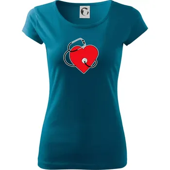 Dámské oblečení Internista srdce - Dámské triko Pure - XL ( Petrolejová )