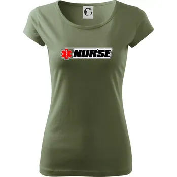 Dámské tričko Nurse kříž - Dámské triko Pure - S ( Khaki )