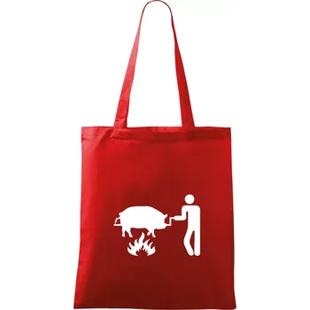 Grilování - Prase - Taška bavlněná - 42 x 38 cm ( Červená )