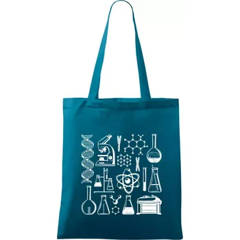 Laboratoř - ikony - Taška bavlněná - 42 x 38 cm ( Petrolejová )