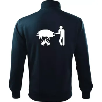 Pánská mikina Grilování - Prase - Mikina bez kapuce Adventure - S ( Námořní modrá (velmi tmavá - téměř černá) )