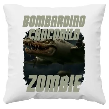 Žertovný předmět Bombardino Crocodilo zombie - krokodýl bombardér - Italian Brainrot - polštář s potiskem- Tričkový.cz