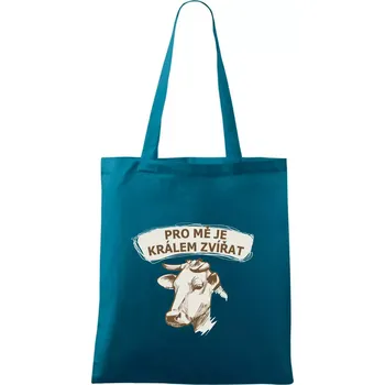 Pro mě je králem zvířat kráva - Taška bavlněná - 42 x 38 cm ( Petrolejová )