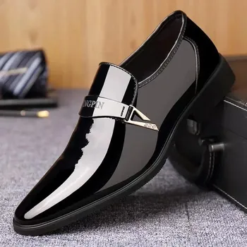 Pánské polobotky Pánské kožené polobotky lakované – elegantní lesklý styl Velikost: 44, Barva (Varianta): 3331 Black Premium Edition