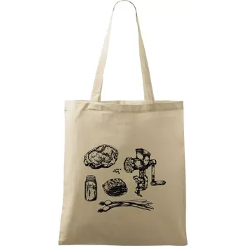 Nákupní taška Maso a mlýnek - Taška bavlněná - 42 x 38 cm ( Naturální )
