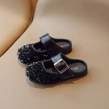 Dívčí obuv Dětské třpytivé sandály pro holky na doma i ven Barva: Černá, Velikost: 17.4cm