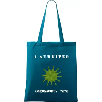 I Survived coronavirus 2020 - Taška bavlněná - 42 x 38 cm ( Petrolejová )