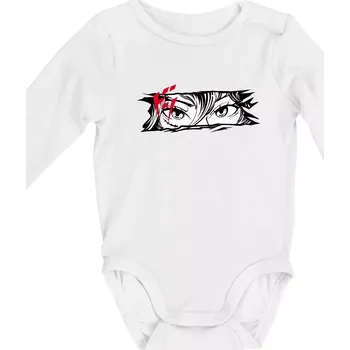 Anime oči - Body kojenecké s dlouhým rukávem - Dlouhý r. do 3 měs ( Bílá )