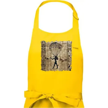 Kuchyňská zástěra Egyptské hieroglyfy parašutista - Dámská zástěra na vaření - Univerzální velikost ( Žlutá )