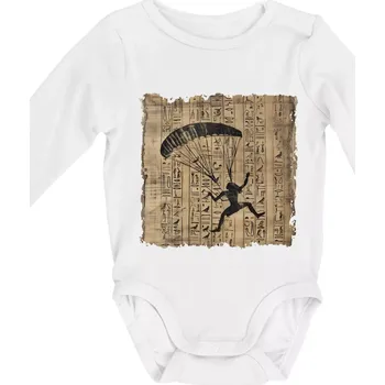 Egyptské hieroglyfy paraglide - Body kojenecké s dlouhým rukávem - Dlouhý r. do 3 měs ( Bílá )