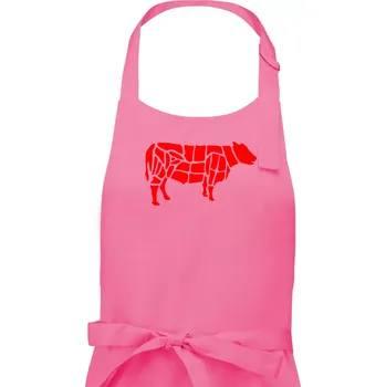 Kuchyňská zástěra Grilování - Grill Chef - Kráva - Dámská zástěra na vaření - Univerzální velikost ( Růžová )