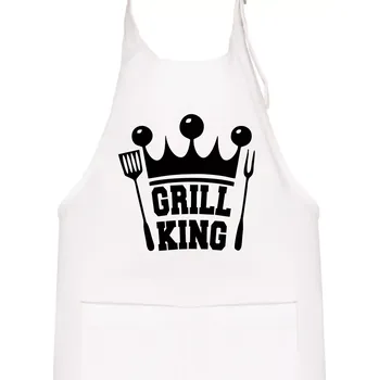 Kuchyňská zástěra Grilování - Grill King - Dětská zástěra na vaření - Univerzální velikost ( Bílá )