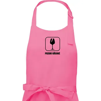Kuchyňská zástěra Pozor křehké! Vinaři - Dámská zástěra na vaření - Univerzální velikost ( Růžová )
