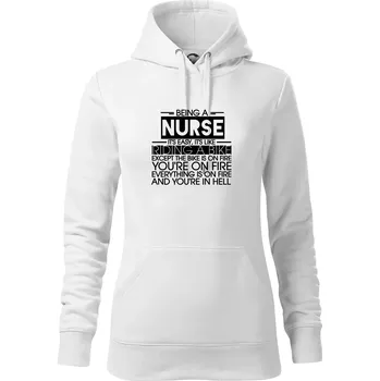 Dámská mikina Being a nurse - bike - Mikina dámská Cape s kapucí - XL ( Bílá )