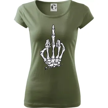 Dámské tričko Radiolog prostředníček - Dámské triko Pure - XL ( Khaki )