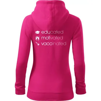 Dámská mikina Educated motivated vaccinated - Dámská mikina trendy zipper s kapucí - 2XL ( Purpurová )