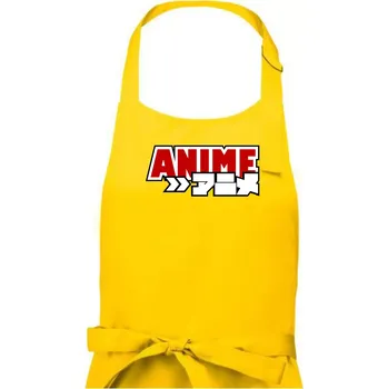 Kuchyňská zástěra Anime nápis červený - Dámská zástěra na vaření - Univerzální velikost ( Žlutá )