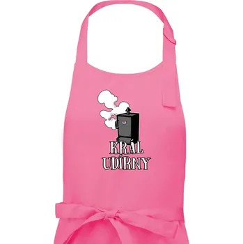 Kuchyňská zástěra Král udírny - Pánská zástěra na vaření - Univerzální velikost ( Růžová )