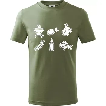 Grilovací ikony - Tričko dětské bavlněné - 122 cm/6 let ( Khaki )