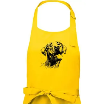 Kuchyňská zástěra Černobílá karikatura Labrador světlý - Dámská zástěra na vaření - Univerzální velikost ( Žlutá )