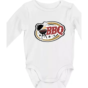 BBQ logo - Body kojenecké s dlouhým rukávem - Dlouhý r. do 3 měs ( Bílá )