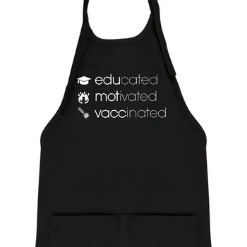 Kuchyňská zástěra Educated motivated vaccinated - Dětská zástěra na vaření - Univerzální velikost ( Černá )