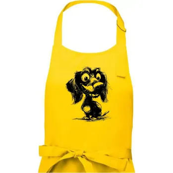 Kuchyňská zástěra Černobílá karikatura jezevčík - Pánská zástěra na vaření - Univerzální velikost ( Žlutá )