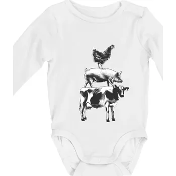 Kojenecké oblečení Slípka prase kravka - Body kojenecké s dlouhým rukávem - Dlouhý r. do 3 měs ( Bílá )