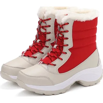 Dámská zimní obuv Zimní dámské voděodolné sněhule s protiskluzovou podrážkou Barva: Červená, Velikost: 42