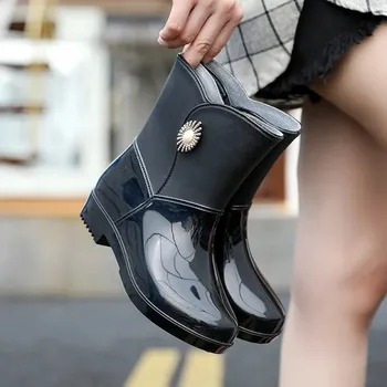 Dámská zimní obuv Dámské gumové boty do deště, nepromokavé pracovní Velikost: 40, Barva (Varianta): Cottonless black