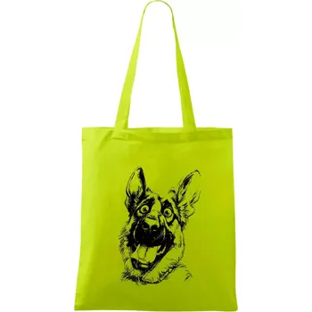 Černobílá karikatura Německý ovčák - Taška bavlněná - 42 x 38 cm ( Limetková )