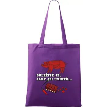 Důležité je, jaký jsi uvnitř - Taška bavlněná - 42 x 38 cm ( Fialová )