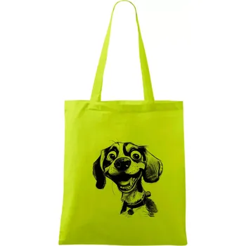 Černobílá karikatura bígl - Taška bavlněná - 42 x 38 cm ( Limetková )