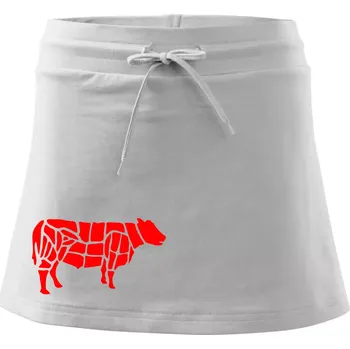 Dámská sukně Grilování - Grill Chef - Kráva - Sportovní sukně - two in one - L ( Bílá )