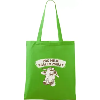 Nákupní taška Pro mě je králem zvířat kráva - Taška bavlněná - 42 x 38 cm ( Apple Green )