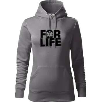 Dámská mikina For Life - Mikina dámská Cape s kapucí - XS ( Ocelově šedá )