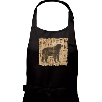 Kuchyňská zástěra Egyptské hieroglyfy medvěd - Dámská zástěra na vaření - Univerzální velikost ( Černá )