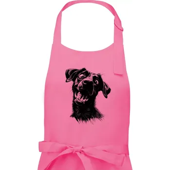 Kuchyňská zástěra Černobílá karikatura Labrador tmavý - Pánská zástěra na vaření - Univerzální velikost ( Růžová )