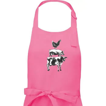 Kuchyňská zástěra Slípka prase kravka - Dámská zástěra na vaření - Univerzální velikost ( Růžová )