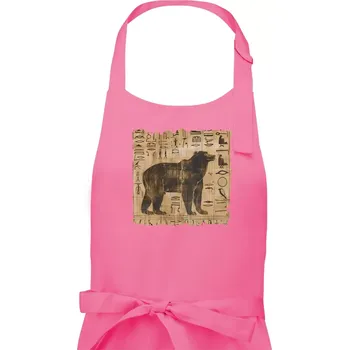 Kuchyňská zástěra Egyptské hieroglyfy medvěd - Dámská zástěra na vaření - Univerzální velikost ( Růžová )