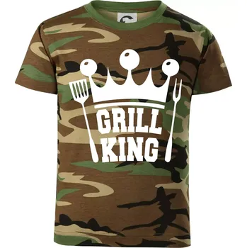 Chlapecké oblečení Grilování - Grill King - Dětské maskáčové triko - 146 cm/10 let ( Hnědý maskáč )