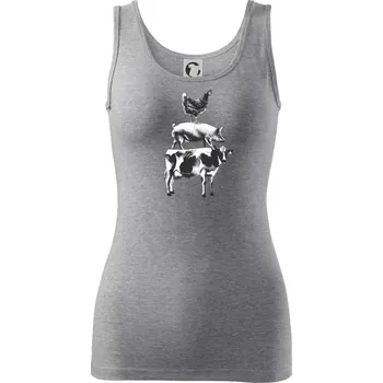 Dámské tričko Slípka prase kravka - Dámské tílko - 2XL ( Tmavě šedý melír )