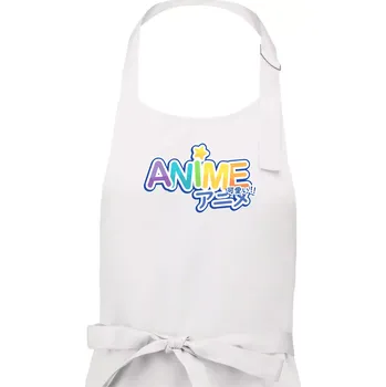 Kuchyňská zástěra Anime nápis duhový - Dámská zástěra na vaření - Univerzální velikost ( Bílá )